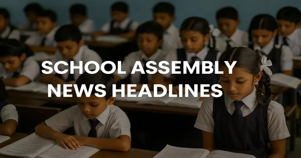 School Assembly News Headlines Primary school classroom with young children studying attentively during morning session